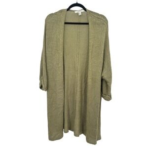 Olive Long Open Front Cardigan S Lightweight Duster Minimalist Boho Lagenlook